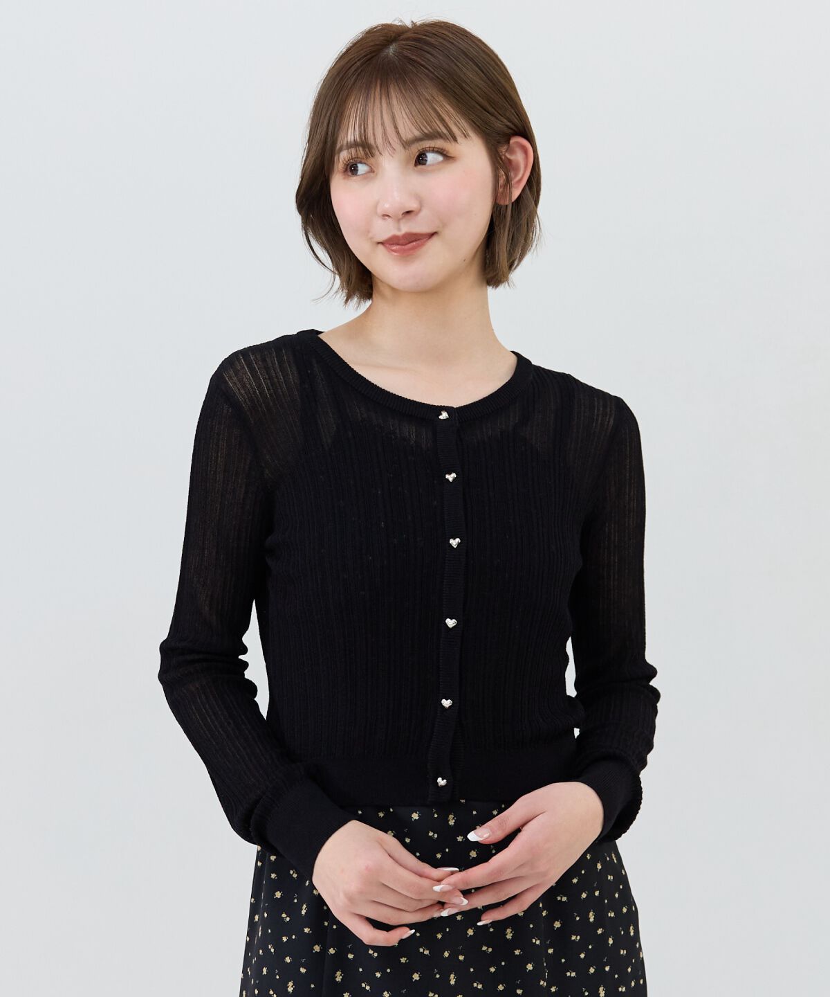 REDYAZEL「ハートボタンシアーカーディガン」|カーディガン|