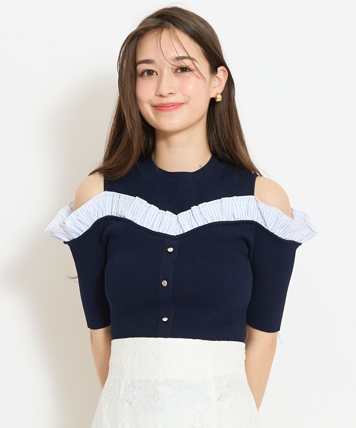 WILLSELECTION「フリルレイヤードリブニット」|ニット・セーター|