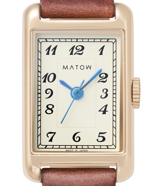 MATOW「〈MATOW (マトウ)〉 Tsuki 朧月-おぼろづき- ｽｸｴｱｺﾞｰﾙﾄﾞ ﾚｻﾞｰ ｱﾗﾋﾞｯｸ」|腕時計|