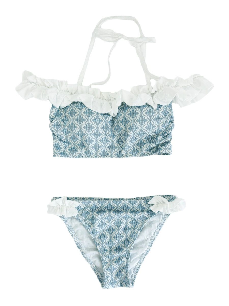 PEAK&PINE「【新作水着】ジャガード素材フリルオフショルダービキニ(258049)」|ビキニ|レッド