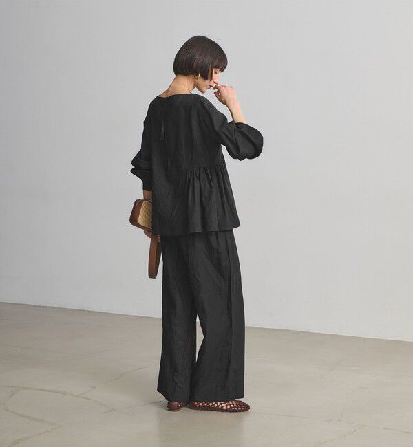 UNITED ARROWS「リネン スキッパー ペプラム ブラウス ‐ウォッシャブル‐」|シャツ・ブラウス|