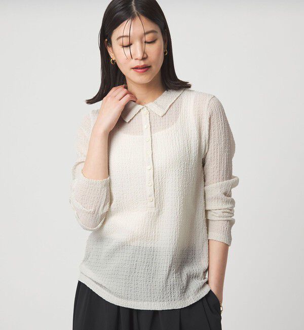 UNITED ARROWS green label relaxing「【WEB限定】＜at ease＞シアー サッカーライク エリツキ プルオーバー カットソー」|Tシャツ・カットソー|OFF WHITE