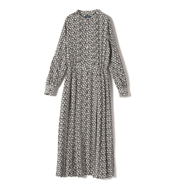 SHIPS for women「〈手洗い可能〉ドット / 花柄 バンドカラー サイド プリーツ ワンピース」|ワンピース|