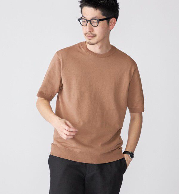 SHIPS「SHIPS: 〈手洗い可能〉 14ゲージ TEXBRID(R) リネン ニット Tシャツ」|ニット・セーター|