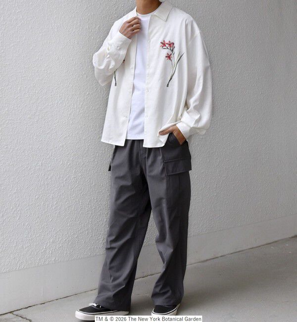 SHIPS any「【SHIPS any別注】NYBG: フラワー ロゴ 刺繍 リラックス リネン ミックス シャツ◆」|シャツ・ブラウス|