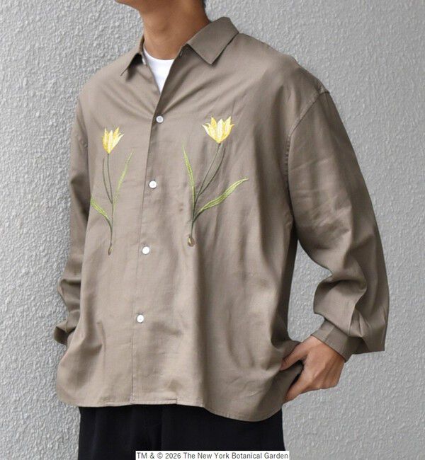 SHIPS any「【SHIPS any別注】NYBG: フラワー ロゴ 刺繍 リラックス リネン ミックス シャツ◆」|シャツ・ブラウス|