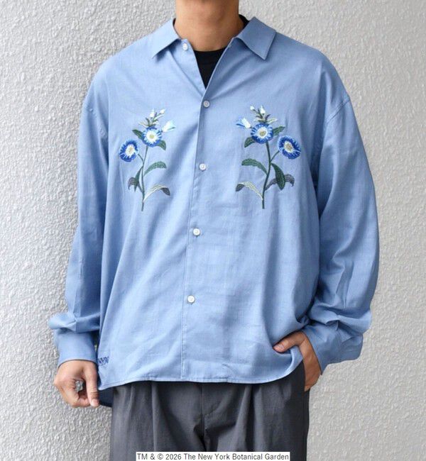 SHIPS any「【SHIPS any別注】NYBG: フラワー ロゴ 刺繍 リラックス リネン ミックス シャツ◆」|シャツ・ブラウス|