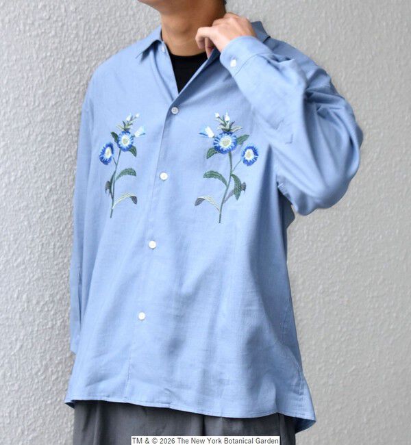 SHIPS any「【SHIPS any別注】NYBG: フラワー ロゴ 刺繍 リラックス リネン ミックス シャツ◆」|シャツ・ブラウス|