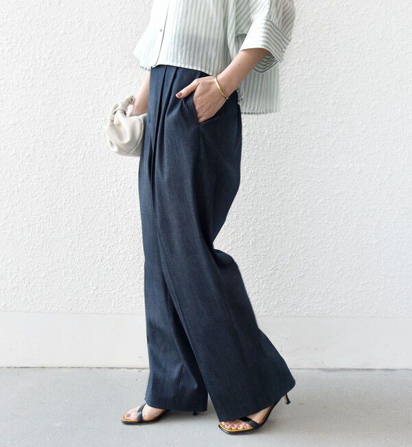 SHIPS for women「〈手洗い可能〉ヴィンテージ ライク デニム タック パンツ」|その他|ネイビー