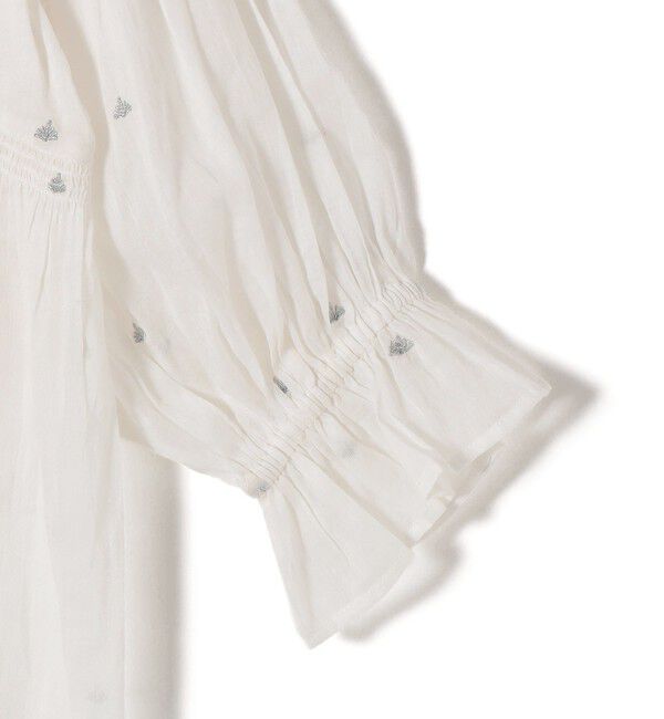 SHIPS for women「《予約》〈手洗い可能〉コットン オーガンジー リーフ 刺繍 袖 フリル ブラウス」|シャツ・ブラウス|