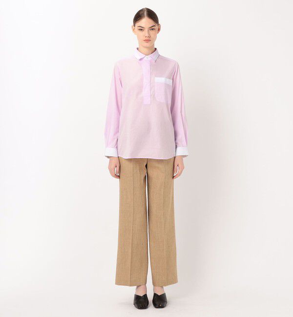 DES PRES「リネンストライプ ワンタックパンツ」|スラックス|