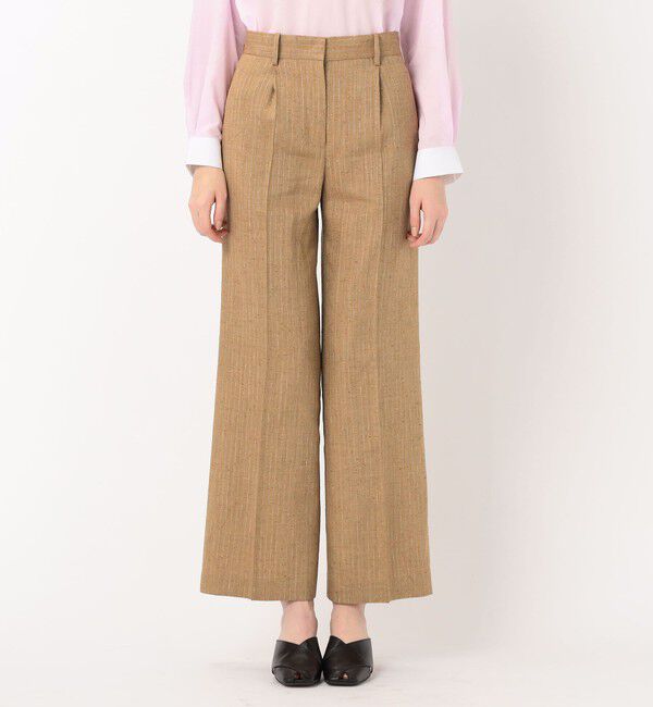 DES PRES「リネンストライプ ワンタックパンツ」|スラックス|