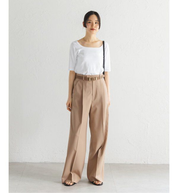 NOBLE「《追加》【洗える】エステルツイルストレッチスラックスパンツ7」|スラックス|