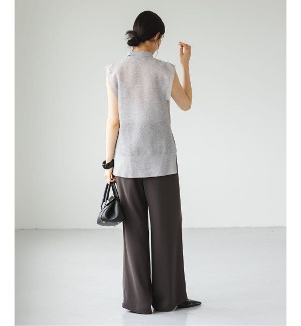 NOBLE「【洗える】ライトジョーゼットドレープパンツ」|スラックス|