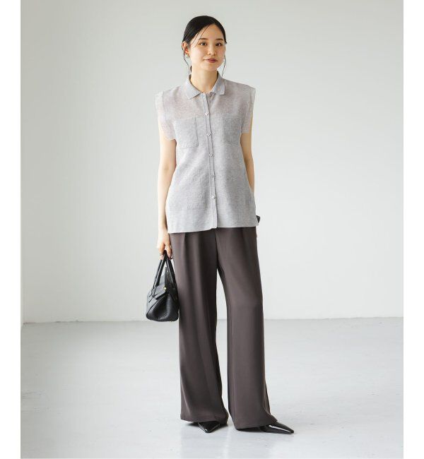 NOBLE「【洗える】ライトジョーゼットドレープパンツ」|スラックス|