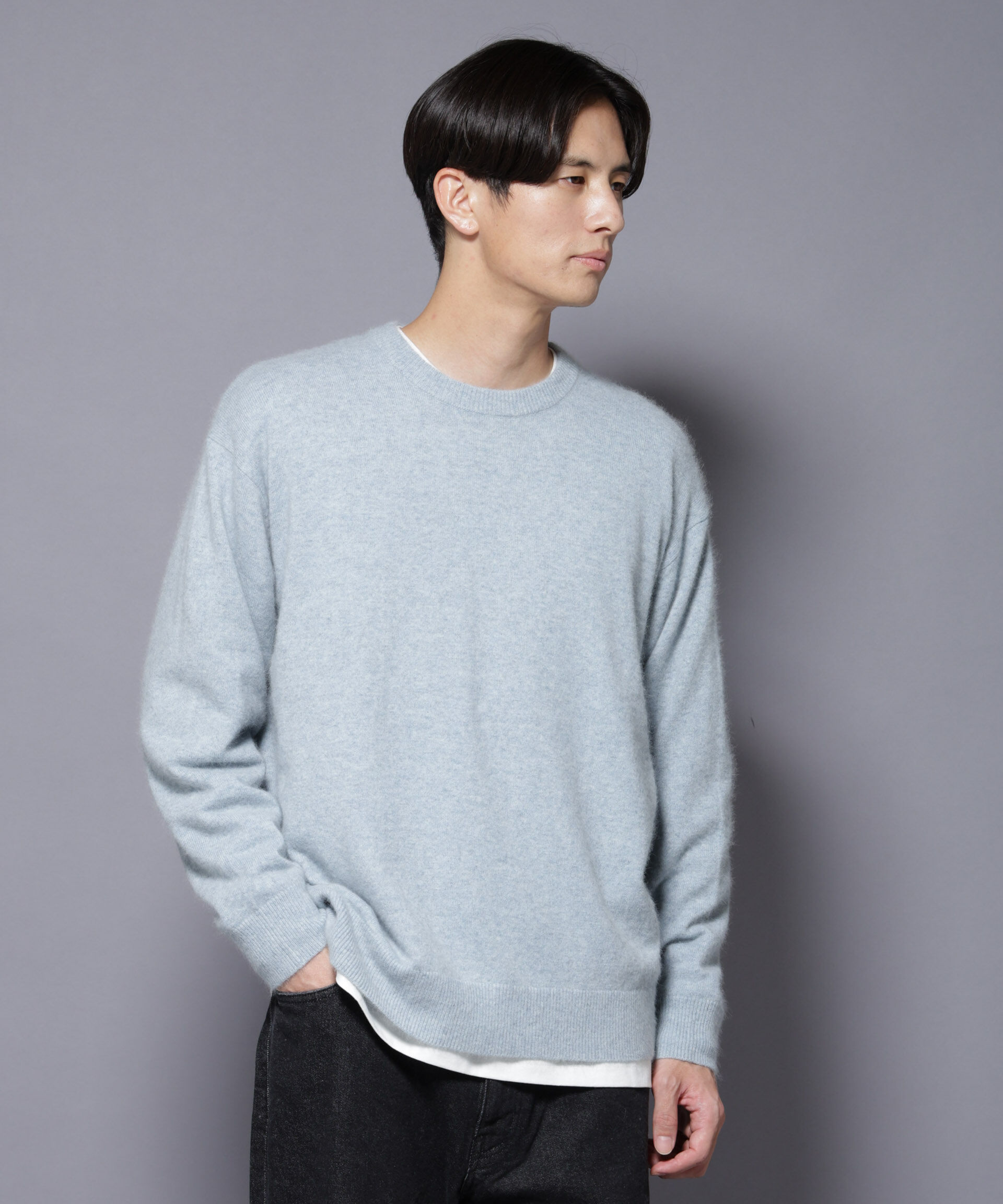 nano･universe「アンゴラ混ライトクルーネックニット」|ニット・セーター|サックス5