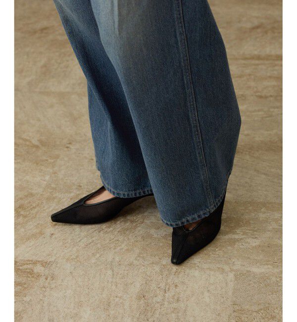 ROPE「【洗える】ワンタック ワイドデニムパンツ」|デニム|