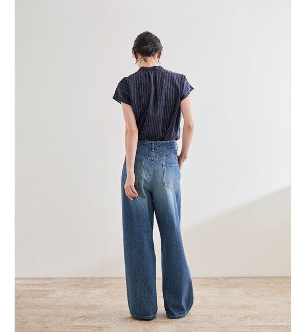 ROPE「【洗える】ワンタック ワイドデニムパンツ」|デニム|