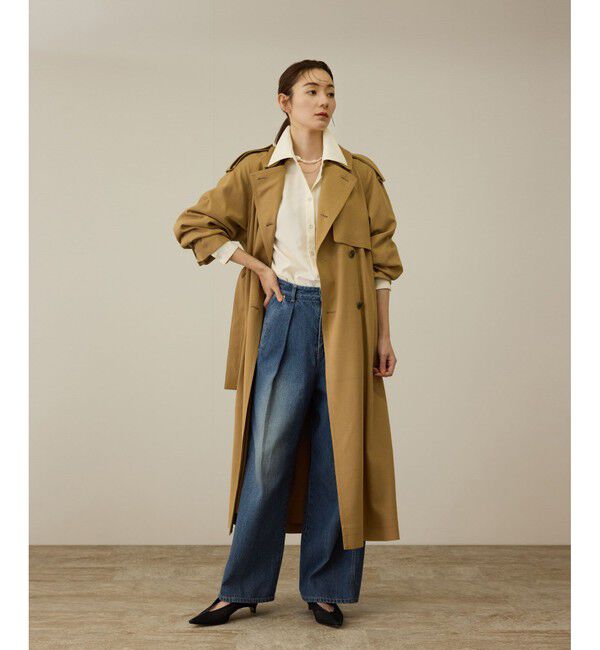 ROPE「【洗える】ワンタック ワイドデニムパンツ」|デニム|