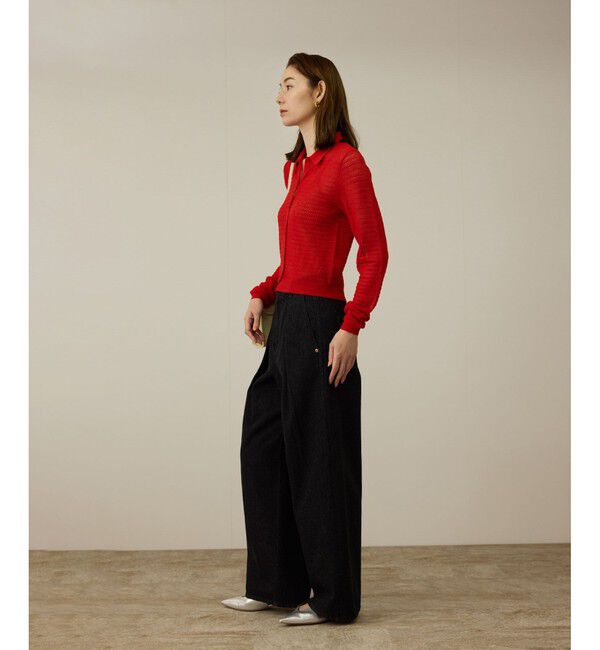 ROPE「【洗える】ワンタック ワイドデニムパンツ」|デニム|