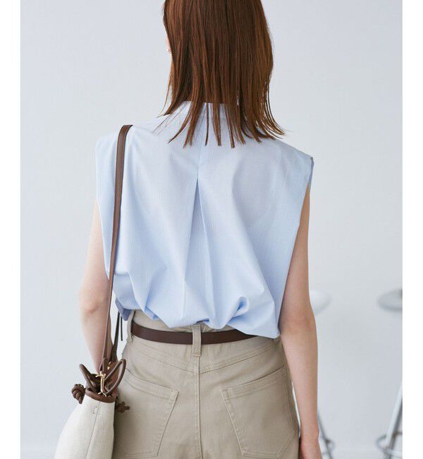 Rope&rsquo;Picnic「【UVカット・接触冷感・イージーケア】バンドカラーノースリーブシャツ/通勤対応」|シャツ・ブラウス|