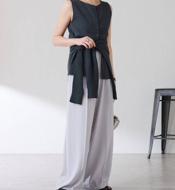  「《マイナス3kg見え/サイズ展開豊富》ジャージワイドパンツ」|スラックス|