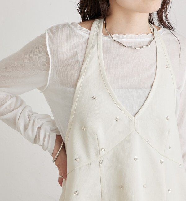  「ビジューフラワーホルタービスチェ」|シャツ・ブラウス|
