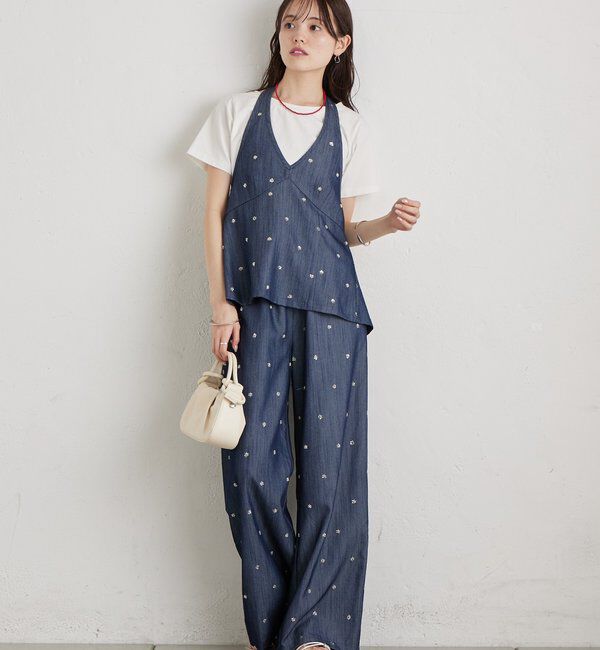  「ビジューフラワーホルタービスチェ」|シャツ・ブラウス|