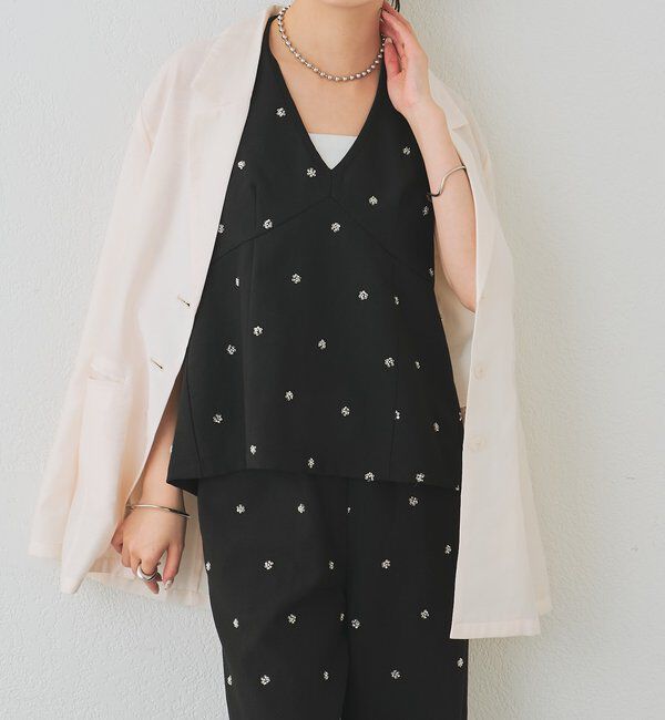  「ビジューフラワーホルタービスチェ」|シャツ・ブラウス|