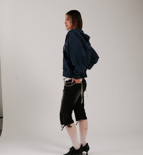  「【UNISEX】KOOKY'N KYケミカルラインストーンジップパーカー」|パーカー|