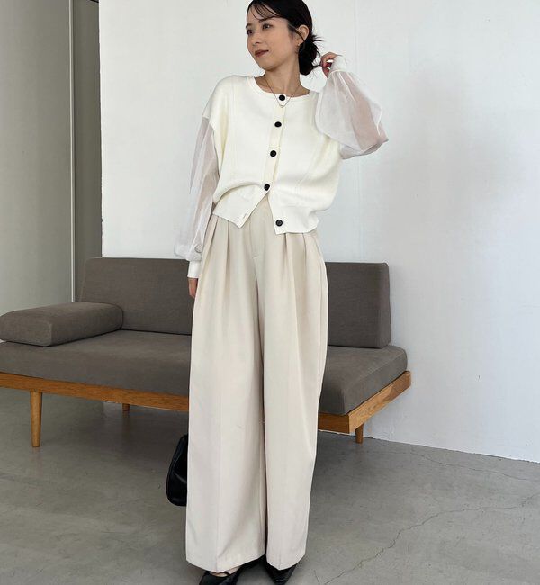  「【WEB/ルミネエスト新宿限定カラー・ピンク】シアースリーブショートカーディガン」|カーディガン|