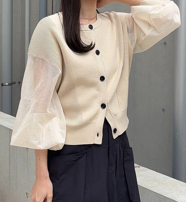  「【WEB/ルミネエスト新宿限定カラー・ピンク】シアースリーブショートカーディガン」|カーディガン|ベージュ