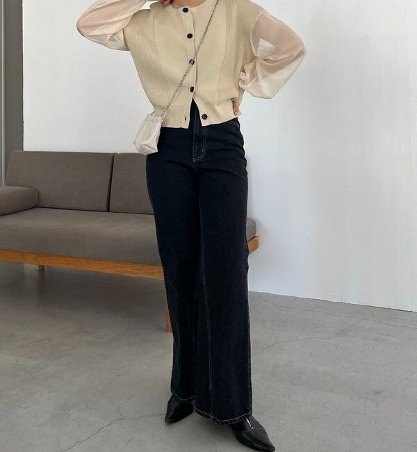  「【WEB/ルミネエスト新宿限定カラー・ピンク】シアースリーブショートカーディガン」|カーディガン|