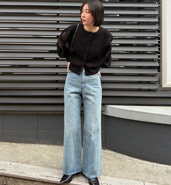  「【WEB/ルミネエスト新宿限定カラー・ピンク】シアースリーブショートカーディガン」|カーディガン|