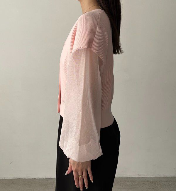  「【WEB/ルミネエスト新宿限定カラー・ピンク】シアースリーブショートカーディガン」|カーディガン|