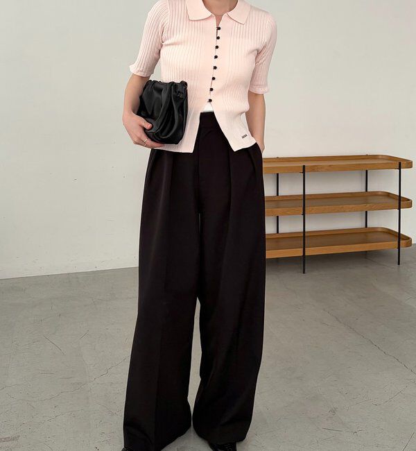  「【全骨格◎】ハーフスリーブポロニット」|カーディガン|