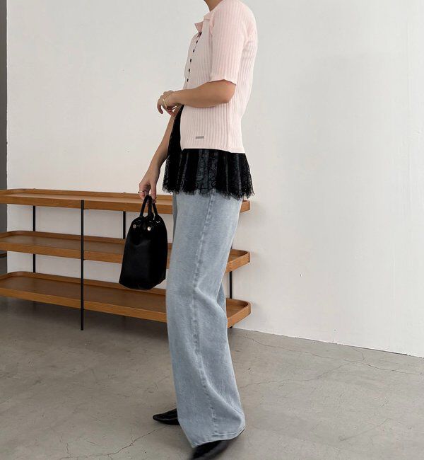  「【全骨格◎】ハーフスリーブポロニット」|カーディガン|