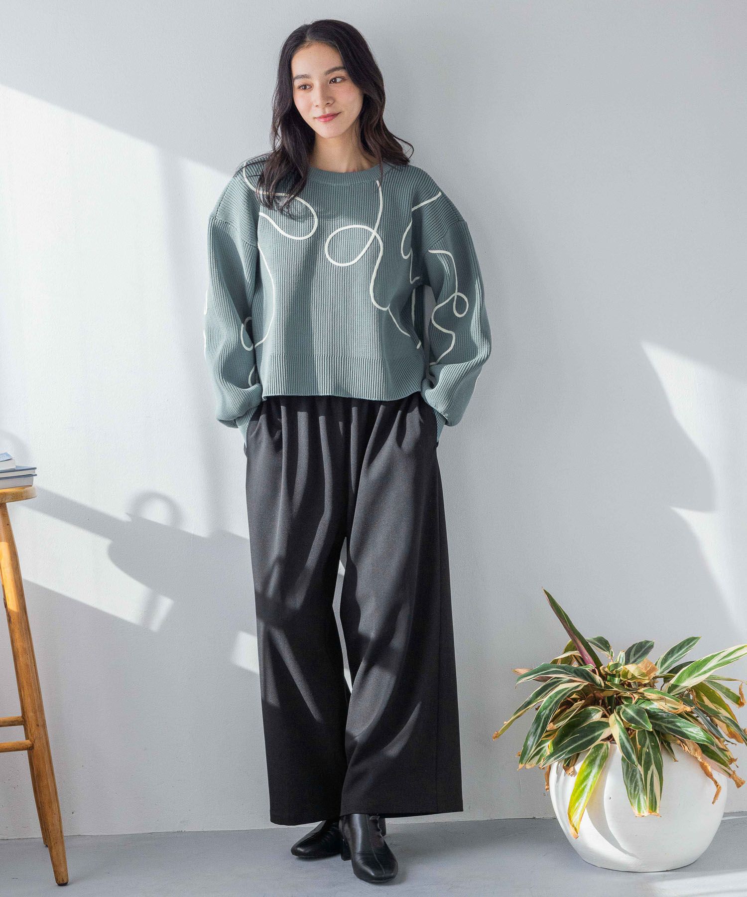 LOWRYS FARM「【前後着用可能】エンブロイダリー２ＷＡＹカーディガン」|ニット・セーター|