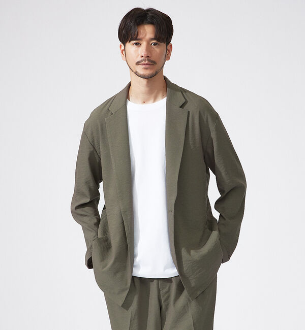 ABAHOUSE「【セットアップ対応】クレープ ストレッチ ワンボタン ジャケット / サマージャ」|その他|カーキ