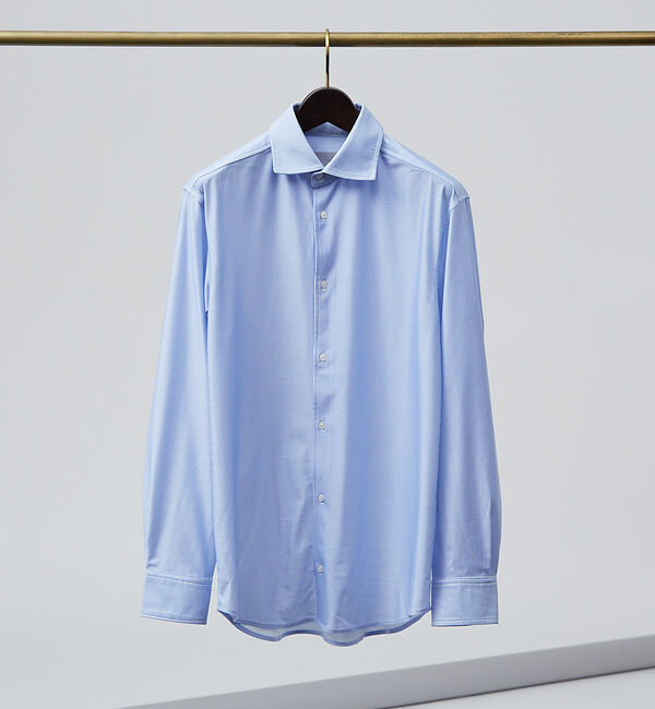 ABAHOUSE「【ON/OFF兼用】トリコット ストライプ 長袖シャツ」|シャツ・ブラウス|サックスブルー