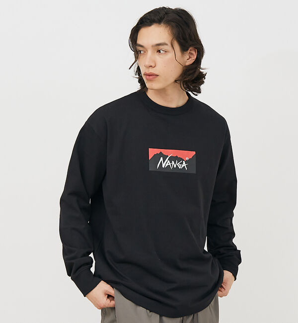 ABAHOUSE「【NANGA/ナンガ】ECO HYBRID BOX LOGO LS/ボックスロゴ」|Tシャツ・カットソー|ブラック