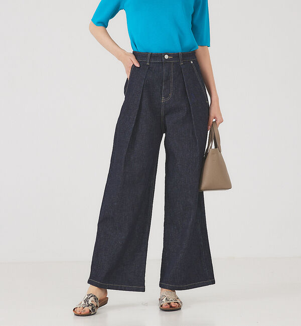 abahouse mavie「タックワイドデニム」|デニム|