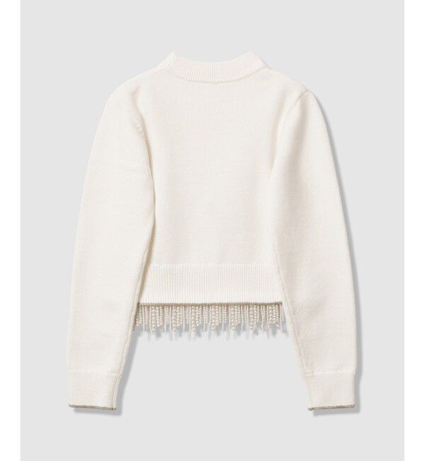 LOULOU WILLOUGHBY「【LOULOU WILLOUGHBY】フェイクパールフリンジフェザープルオーバー」|ニット・セーター|