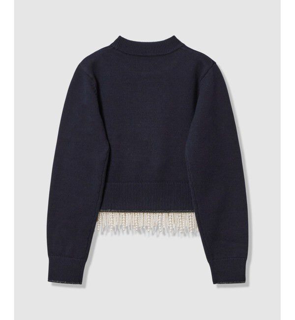 LOULOU WILLOUGHBY「【LOULOU WILLOUGHBY】フェイクパールフリンジフェザープルオーバー」|ニット・セーター|