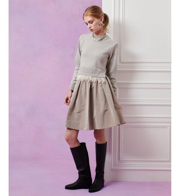 LOULOU WILLOUGHBY「【LOULOU WILLOUGHBY】フェイクパールフリンジフェザープルオーバー」|ニット・セーター|