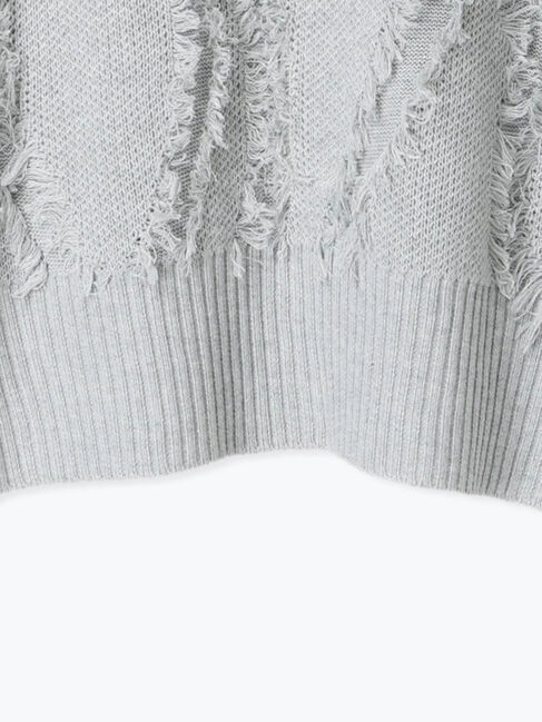 Samansa Mos2 blue「フリンジレースニットプルオーバー」|ニット・セーター|