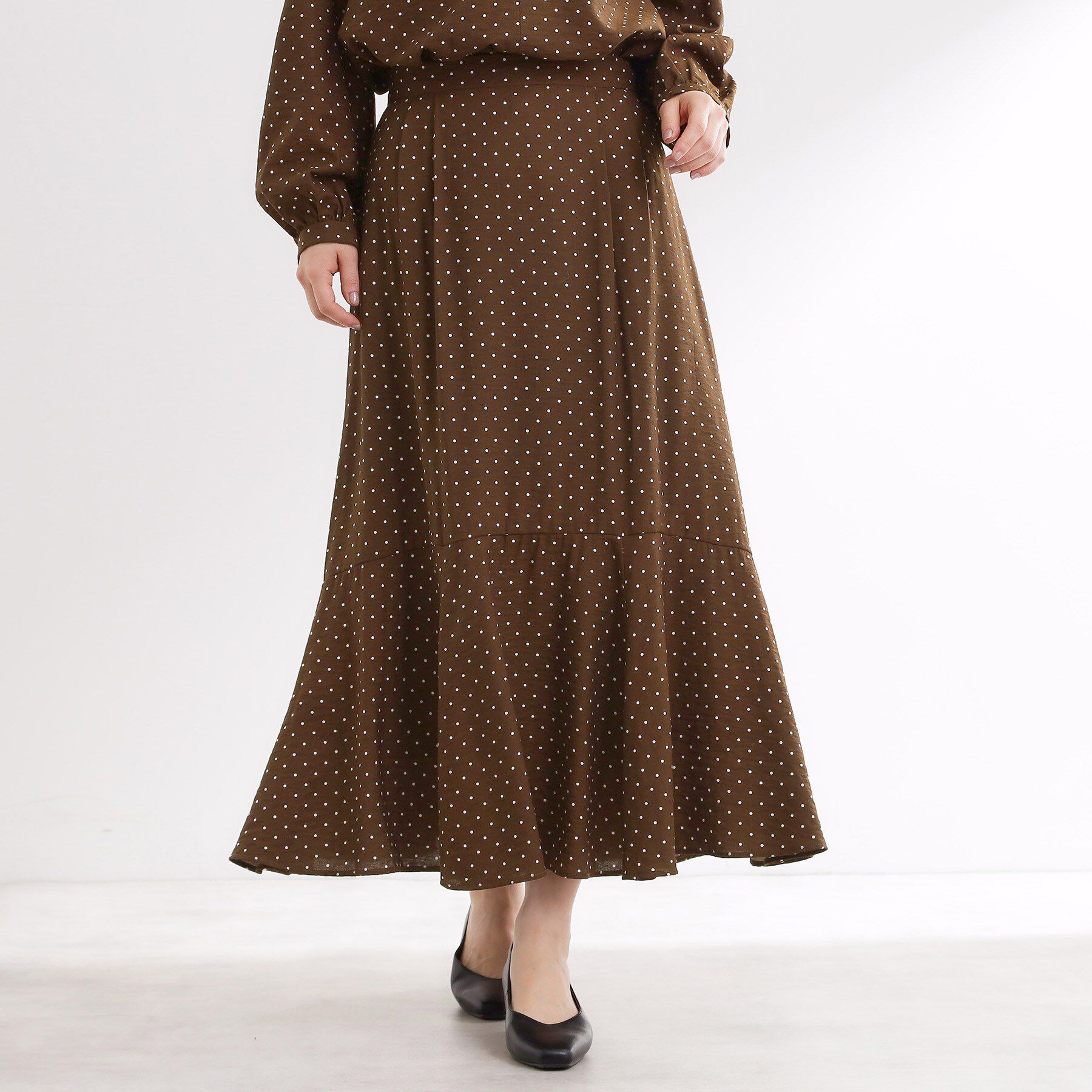 Reflect「【セットアップ可】ドット柄ワッシャースカート」|スカート|ブラウン(143)