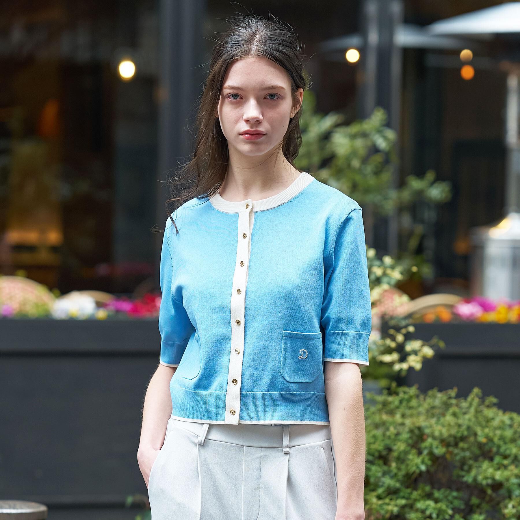 DRESSTERIOR「【otonaMUSE5月号掲載/UVカット/ウォッシャブル】クールタッチ コンビ カーディガン」|カーディガン|ブルー(591)