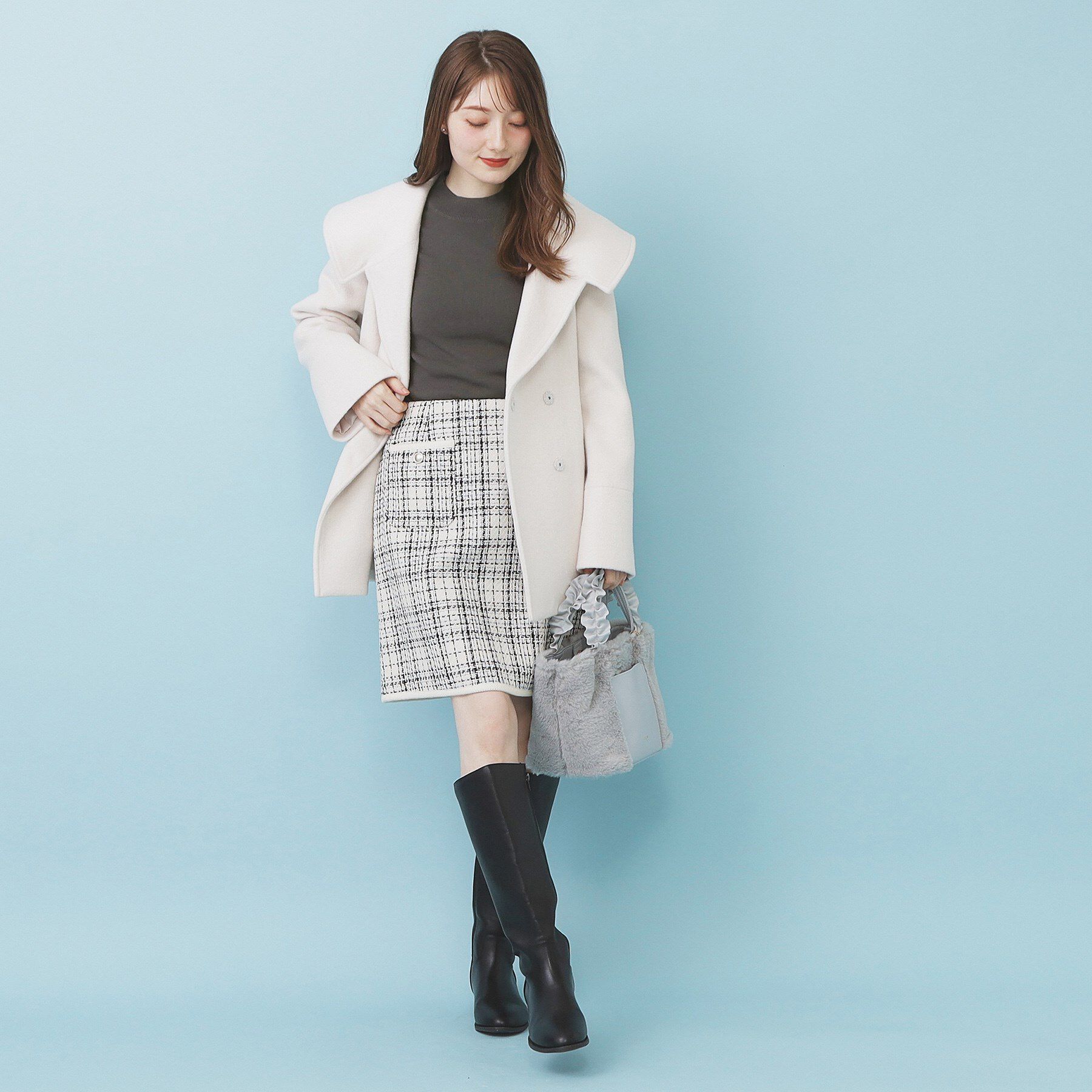 index「ハイネックシアーフリルスリーブニット【洗濯機OK/抗ピル】」|ニット・セーター|