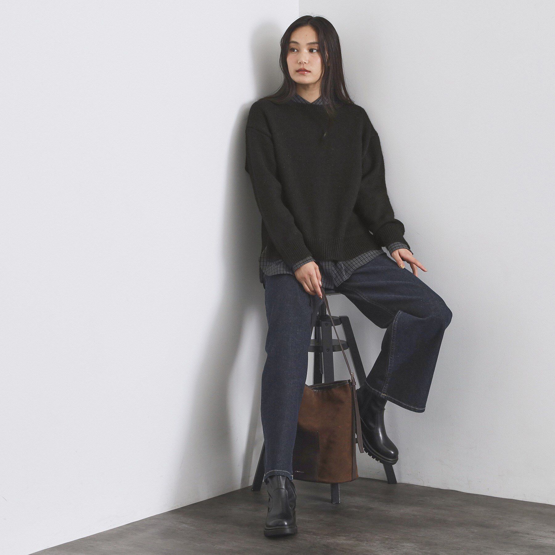 OPAQUE.CLIP「リラクシークルーネックニット【洗濯機OK】」|ニット・セーター|